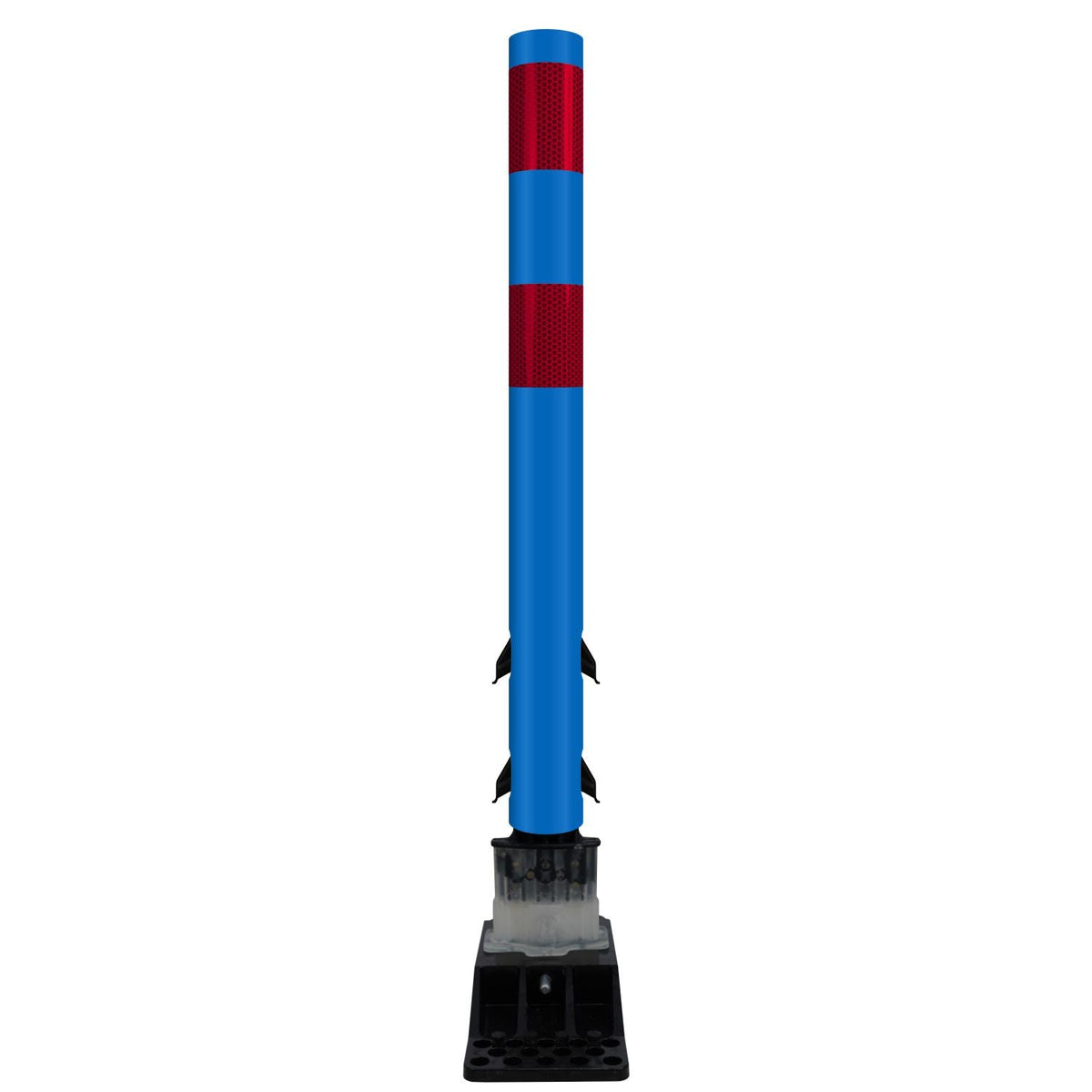 FlexStake Center Line Surface Mount Base Traffic Delineator - Blue Tubular Post with Reflective Options - Crowd Control Warehouse