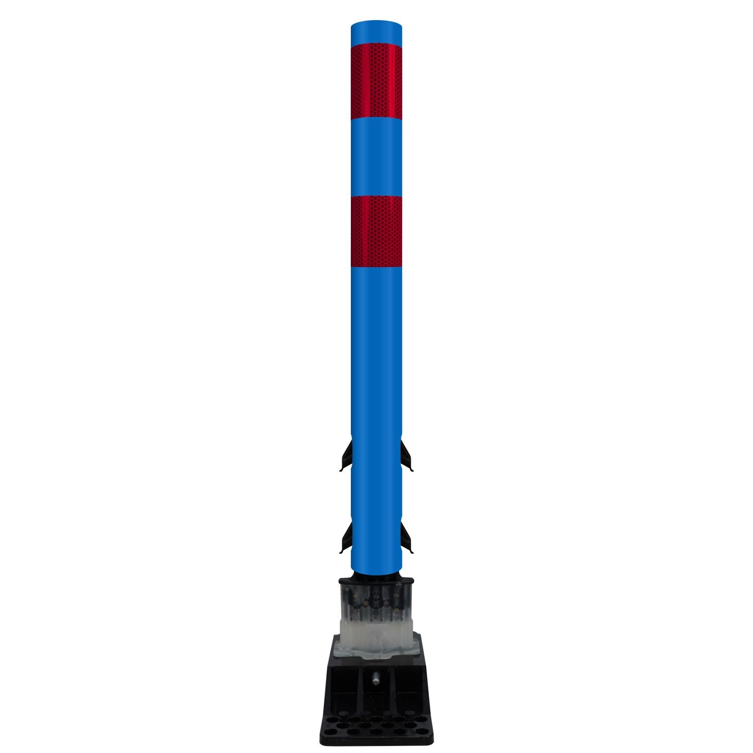 FlexStake Center Line Surface Mount Base Traffic Delineator - Blue Tubular Post with Reflective Options - Crowd Control Warehouse