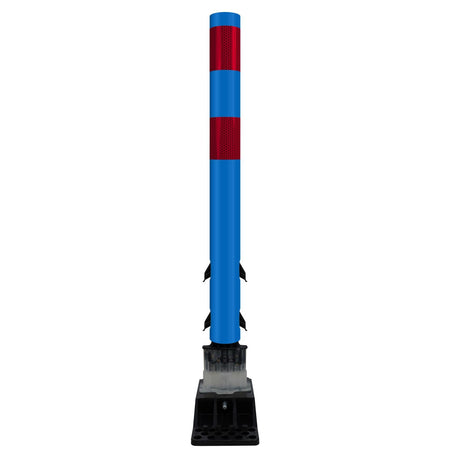 FlexStake Center Line Surface Mount Base Traffic Delineator - Blue Tubular Post with Reflective Options - Crowd Control Warehouse