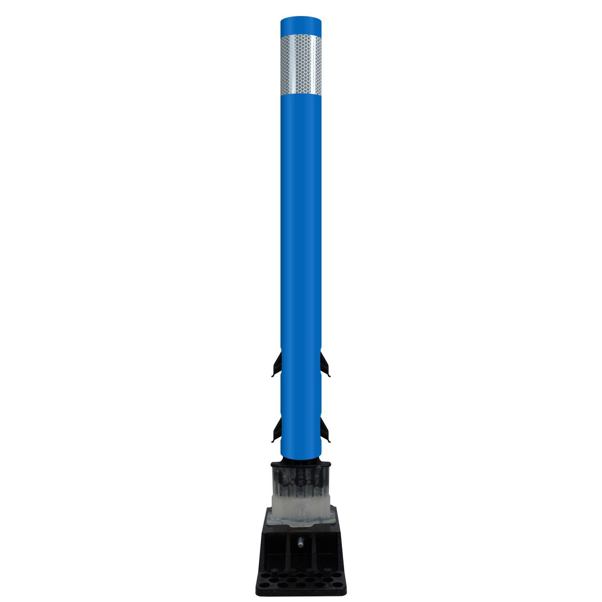FlexStake Center Line Surface Mount Base Traffic Delineator - Blue Tubular Post with Reflective Options - Crowd Control Warehouse