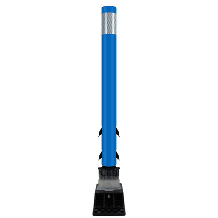 FlexStake Center Line Surface Mount Base Traffic Delineator - Blue Tubular Post with Reflective Options - Crowd Control Warehouse
