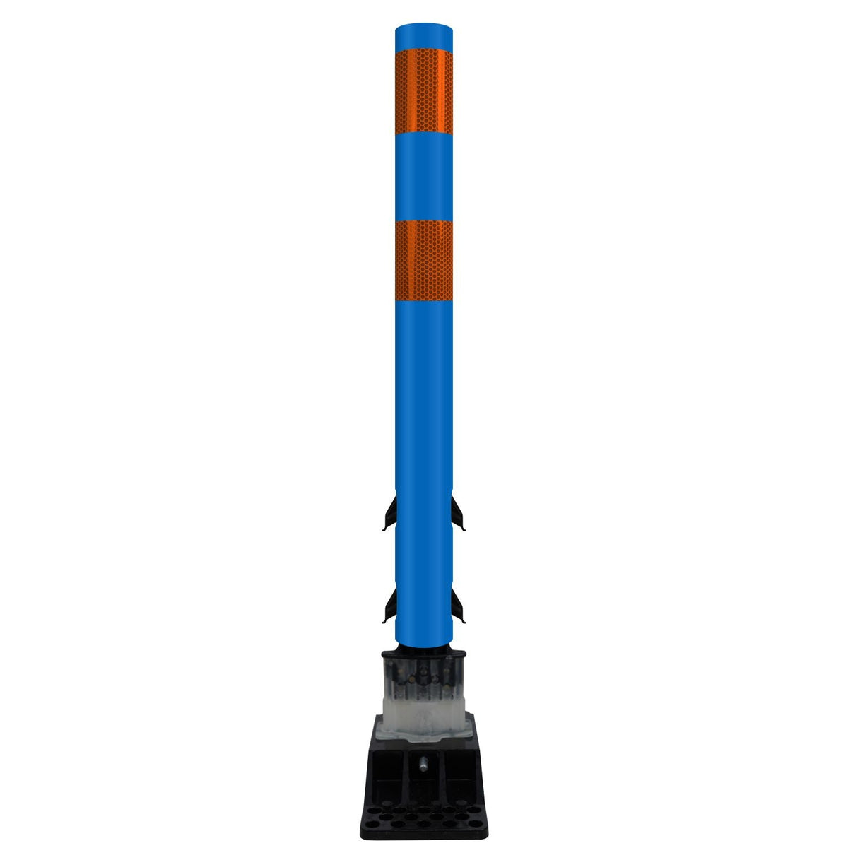 FlexStake Center Line Surface Mount Base Traffic Delineator - Blue Tubular Post with Reflective Options - Crowd Control Warehouse