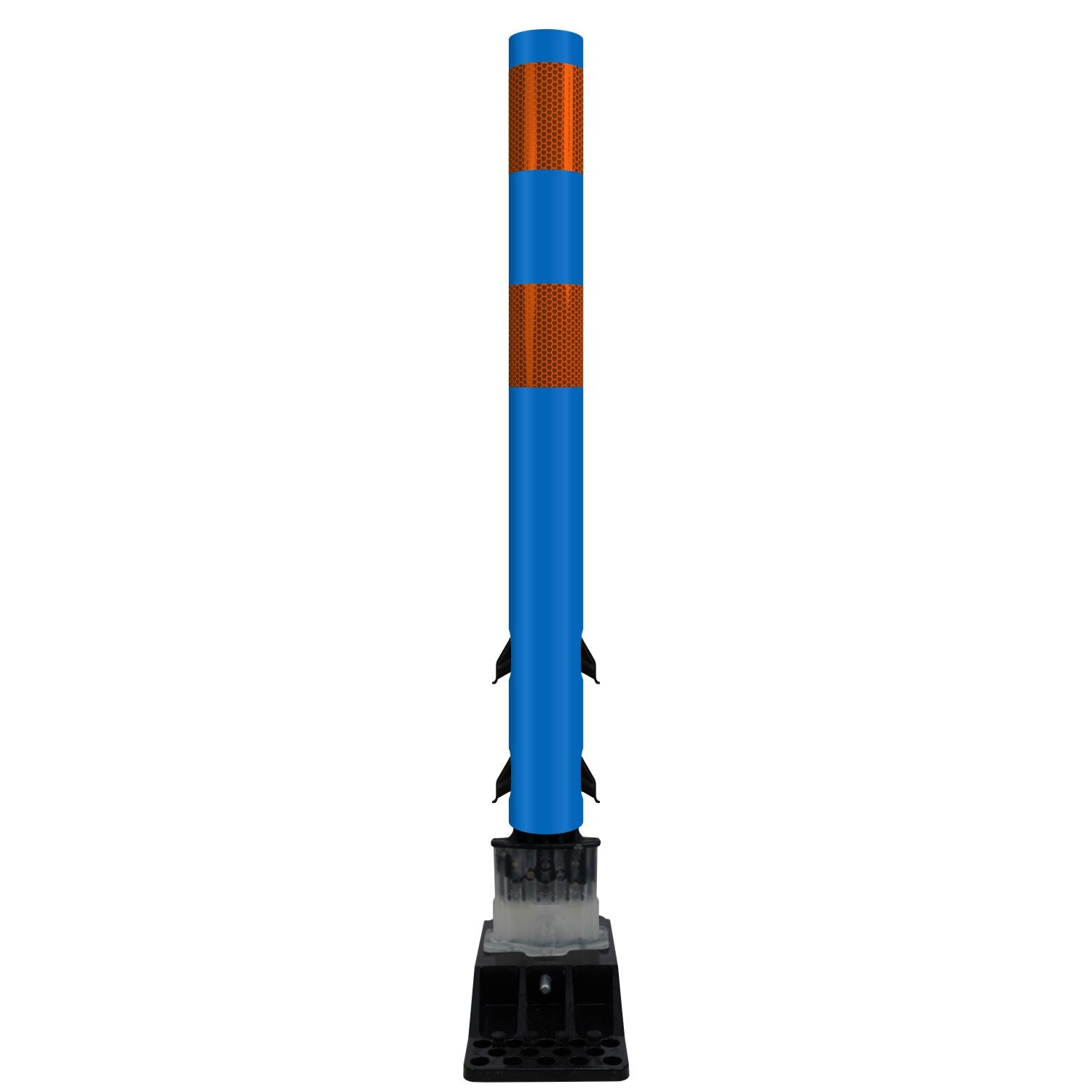 FlexStake Center Line Surface Mount Base Traffic Delineator - Blue Tubular Post with Reflective Options - Crowd Control Warehouse