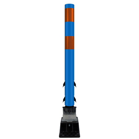 FlexStake Center Line Surface Mount Base Traffic Delineator - Blue Tubular Post with Reflective Options - Crowd Control Warehouse