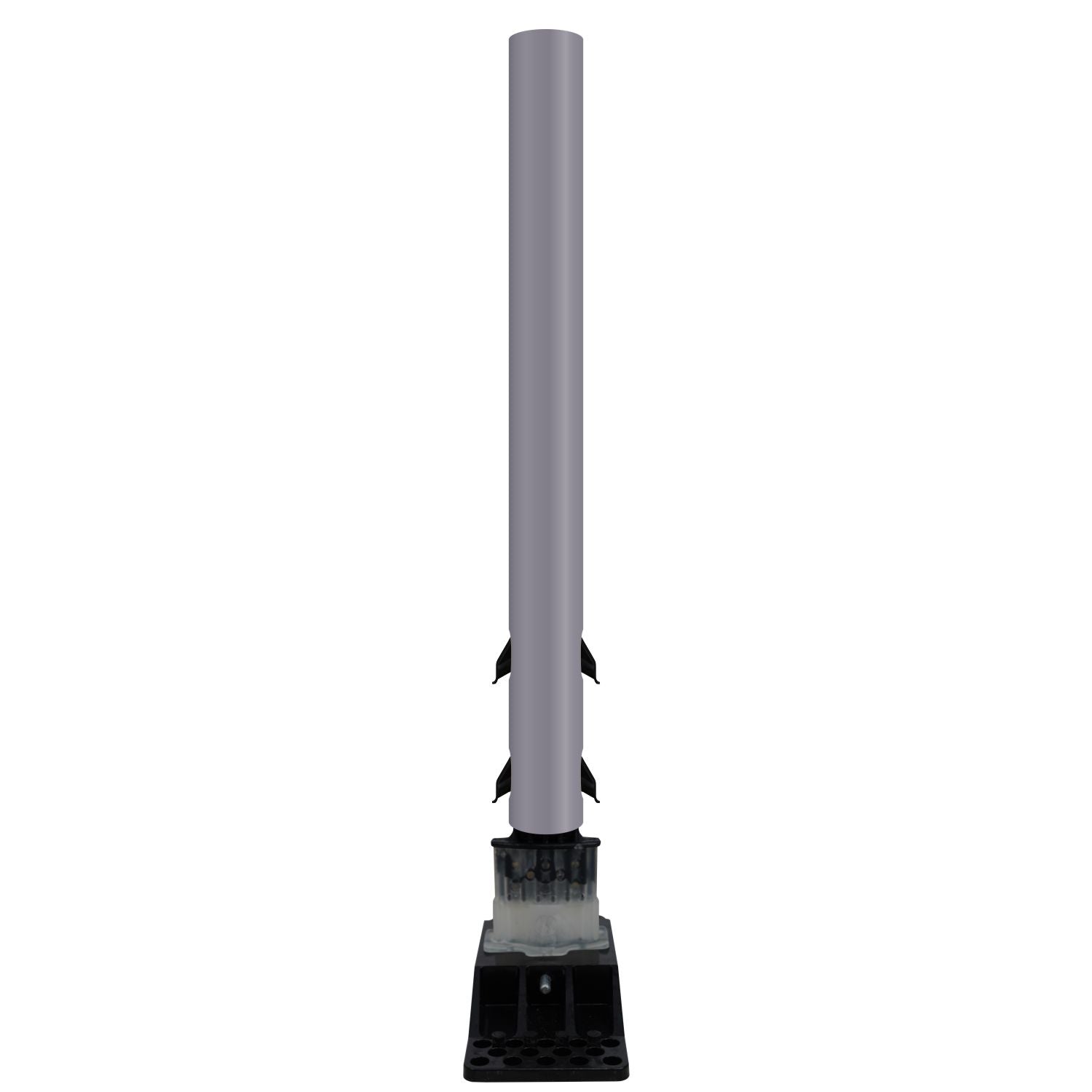 FlexStake Center Line Surface Mount Base Traffic Delineator - Gray Tubular Post with Reflective Options - Crowd Control Warehouse