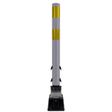 FlexStake Center Line Surface Mount Base Traffic Delineator - Gray Tubular Post with Reflective Options - Crowd Control Warehouse