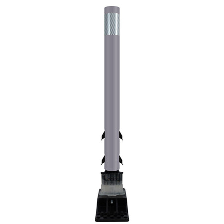 FlexStake Center Line Surface Mount Base Traffic Delineator - Gray Tubular Post with Reflective Options - Crowd Control Warehouse