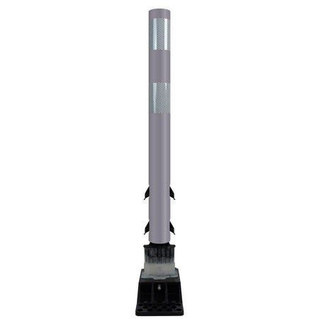 FlexStake Center Line Surface Mount Base Traffic Delineator - Gray Tubular Post with Reflective Options - Crowd Control Warehouse