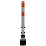 FlexStake Center Line Surface Mount Base Traffic Delineator - Gray Tubular Post with Reflective Options - Crowd Control Warehouse