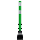 FlexStake Center Line Surface Mount Base Traffic Delineator - Green Tubular Post with Reflective Options - Crowd Control Warehouse
