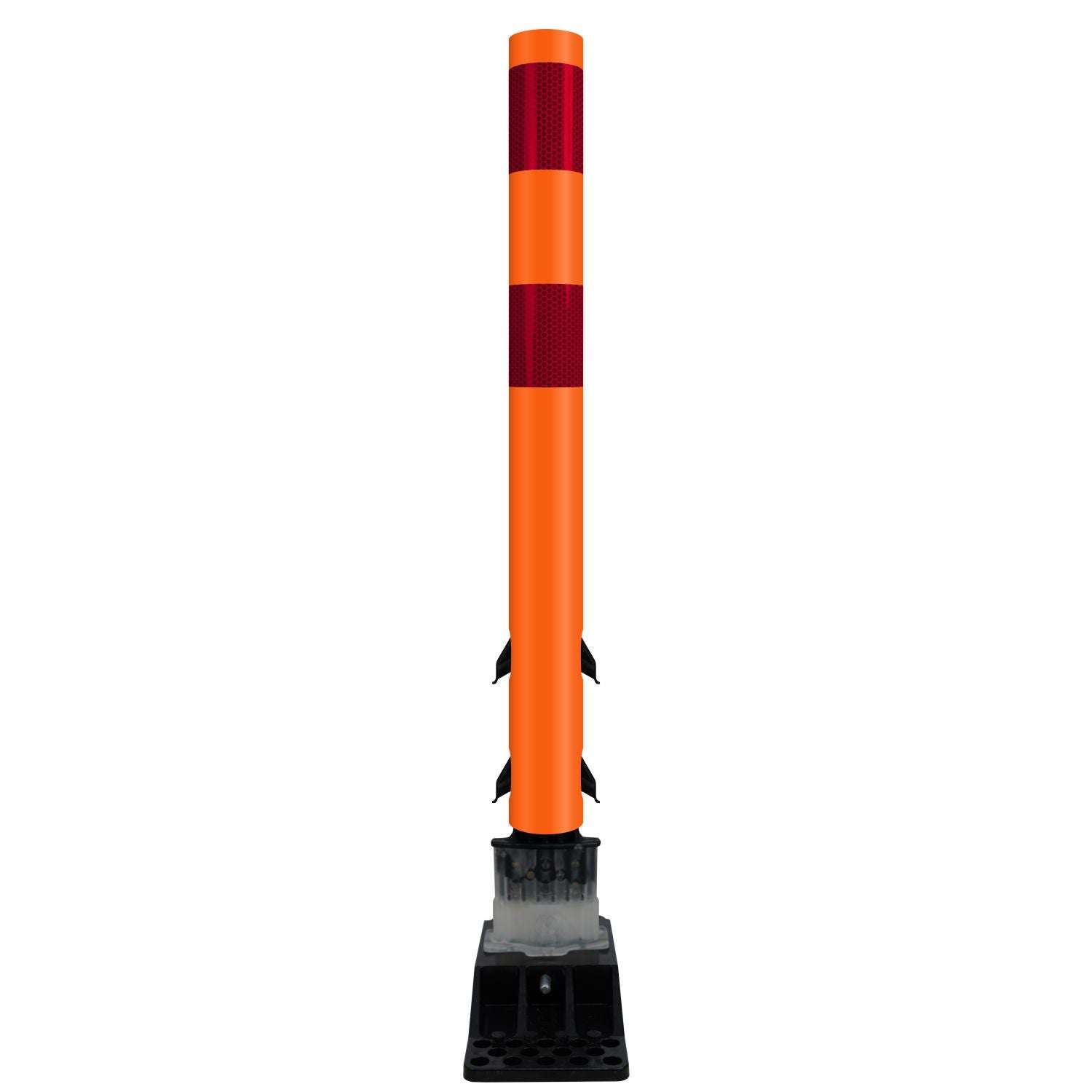 FlexStake Center Line Surface Mount Base Traffic Delineator - Orange Tubular Post with Reflective Options - Crowd Control Warehouse