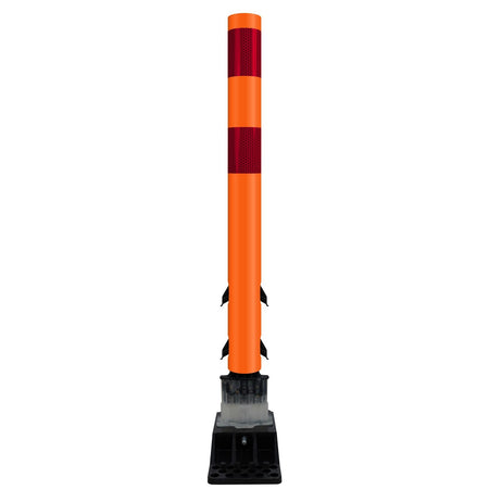 FlexStake Center Line Surface Mount Base Traffic Delineator - Orange Tubular Post with Reflective Options - Crowd Control Warehouse