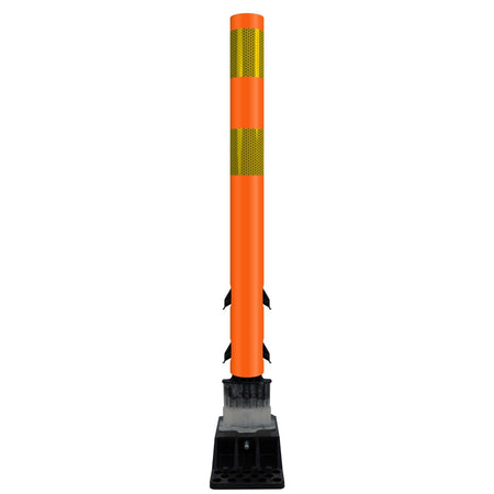 FlexStake Center Line Surface Mount Base Traffic Delineator - Orange Tubular Post with Reflective Options - Crowd Control Warehouse