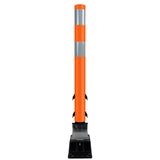 FlexStake Center Line Surface Mount Base Traffic Delineator - Orange Tubular Post with Reflective Options - Crowd Control Warehouse