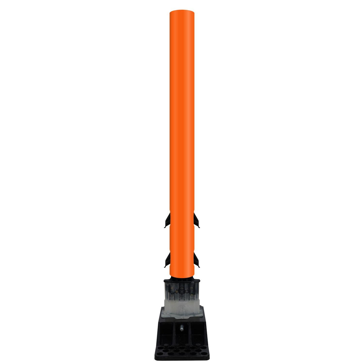 FlexStake Center Line Surface Mount Base Traffic Delineator - Orange Tubular Post with Reflective Options - Crowd Control Warehouse