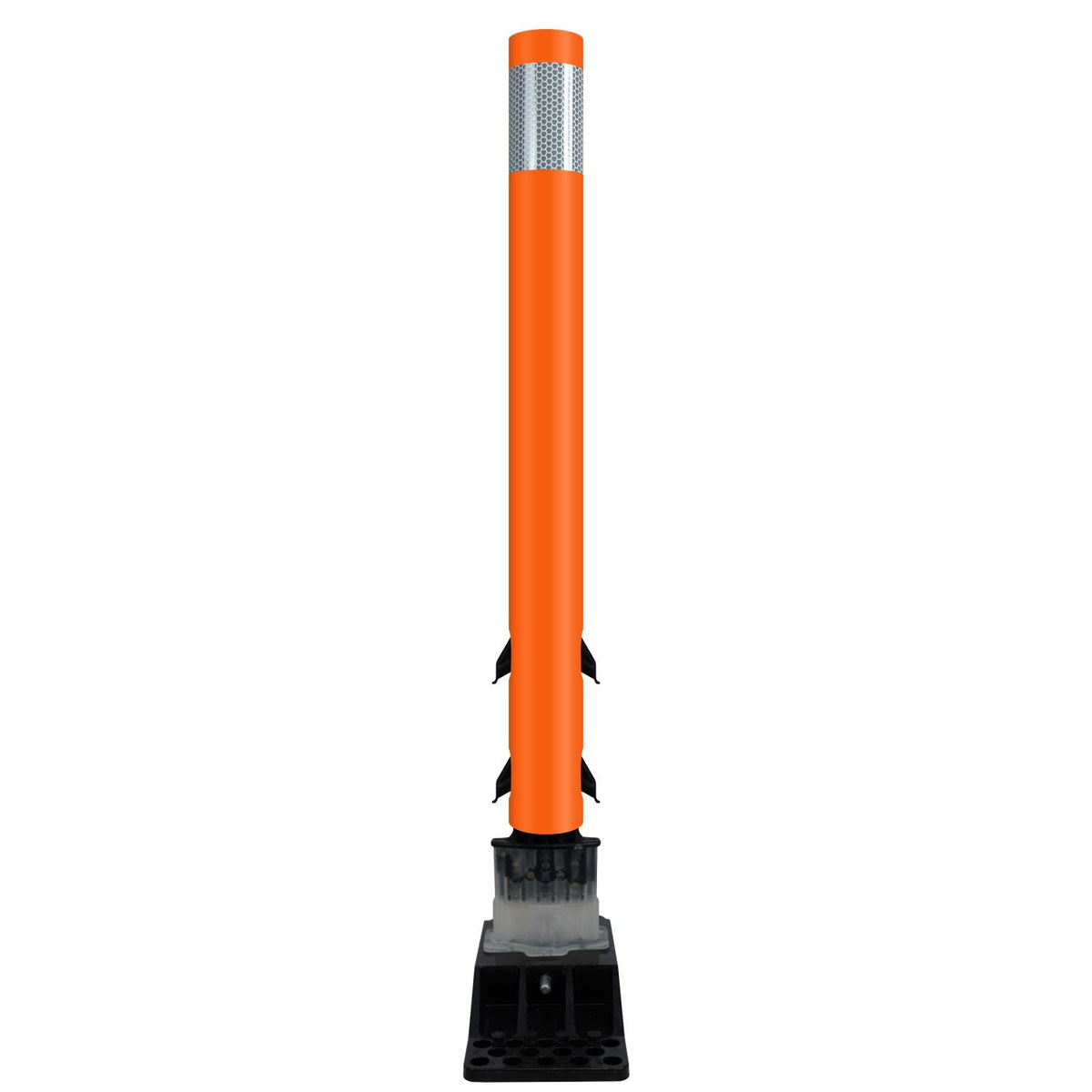 FlexStake Center Line Surface Mount Base Traffic Delineator - Orange Tubular Post with Reflective Options - Crowd Control Warehouse