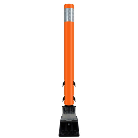FlexStake Center Line Surface Mount Base Traffic Delineator - Orange Tubular Post with Reflective Options - Crowd Control Warehouse
