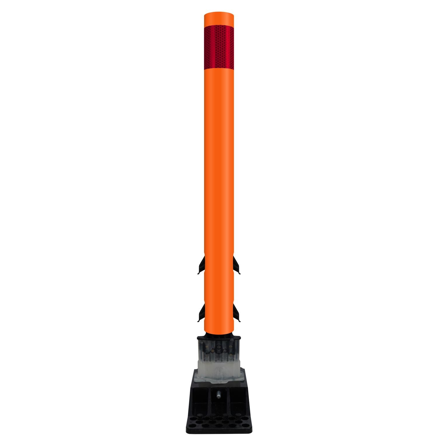 FlexStake Center Line Surface Mount Base Traffic Delineator - Orange Tubular Post with Reflective Options - Crowd Control Warehouse