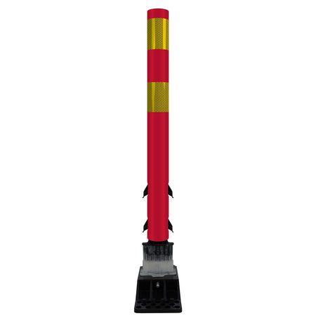 FlexStake Center Line Surface Mount Base Traffic Delineator - Red Tubular Post with Reflective Options - Crowd Control Warehouse