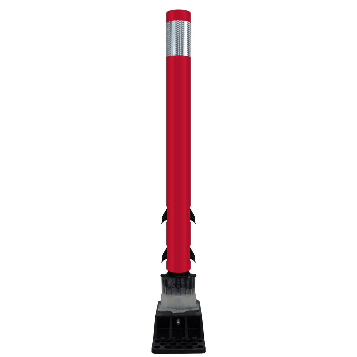 FlexStake Center Line Surface Mount Base Traffic Delineator - Red Tubular Post with Reflective Options - Crowd Control Warehouse