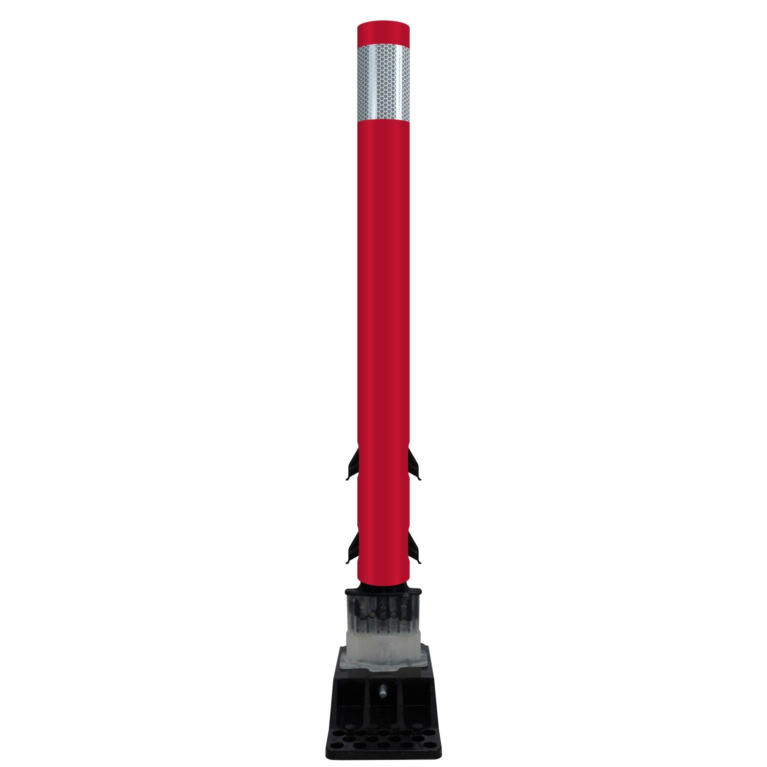 FlexStake Center Line Surface Mount Base Traffic Delineator - Red Tubular Post with Reflective Options - Crowd Control Warehouse