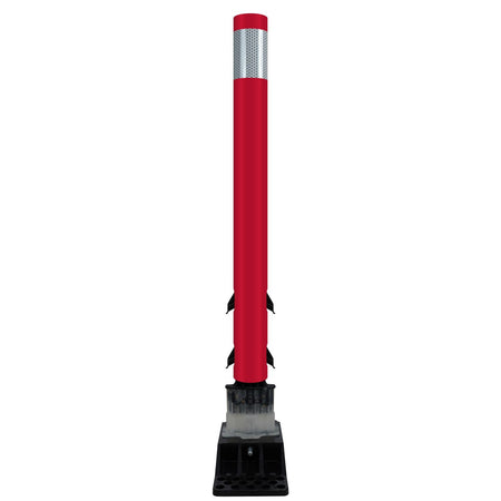 FlexStake Center Line Surface Mount Base Traffic Delineator - Red Tubular Post with Reflective Options - Crowd Control Warehouse