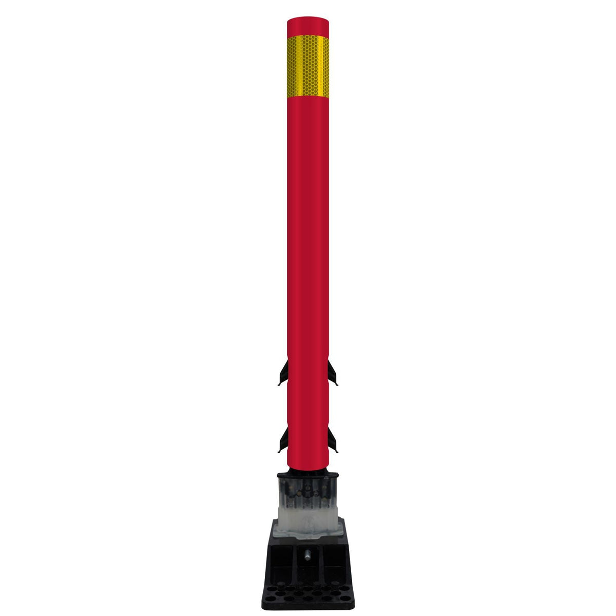 FlexStake Center Line Surface Mount Base Traffic Delineator - Red Tubular Post with Reflective Options - Crowd Control Warehouse