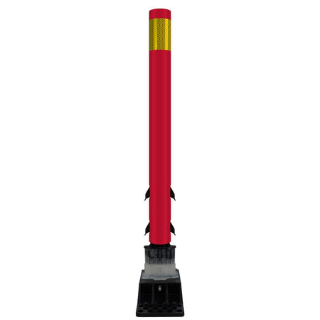 FlexStake Center Line Surface Mount Base Traffic Delineator - Red Tubular Post with Reflective Options - Crowd Control Warehouse