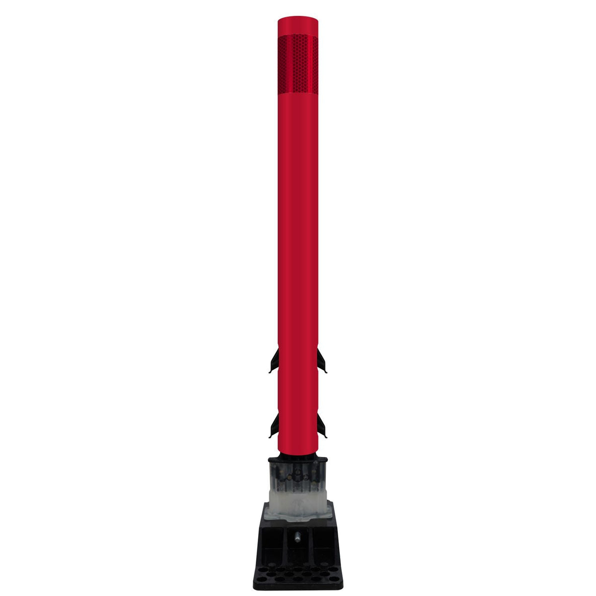 FlexStake Center Line Surface Mount Base Traffic Delineator - Red Tubular Post with Reflective Options - Crowd Control Warehouse