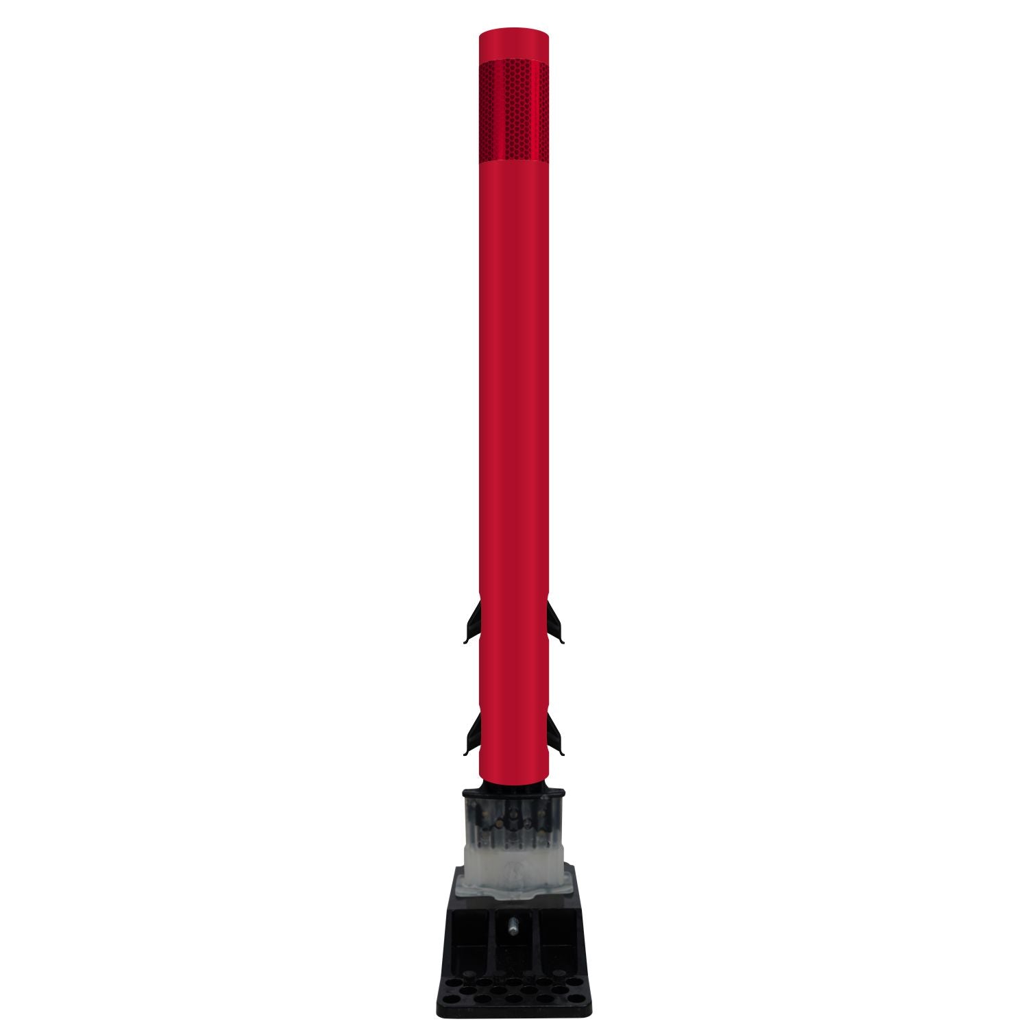 FlexStake Center Line Surface Mount Base Traffic Delineator - Red Tubular Post with Reflective Options - Crowd Control Warehouse