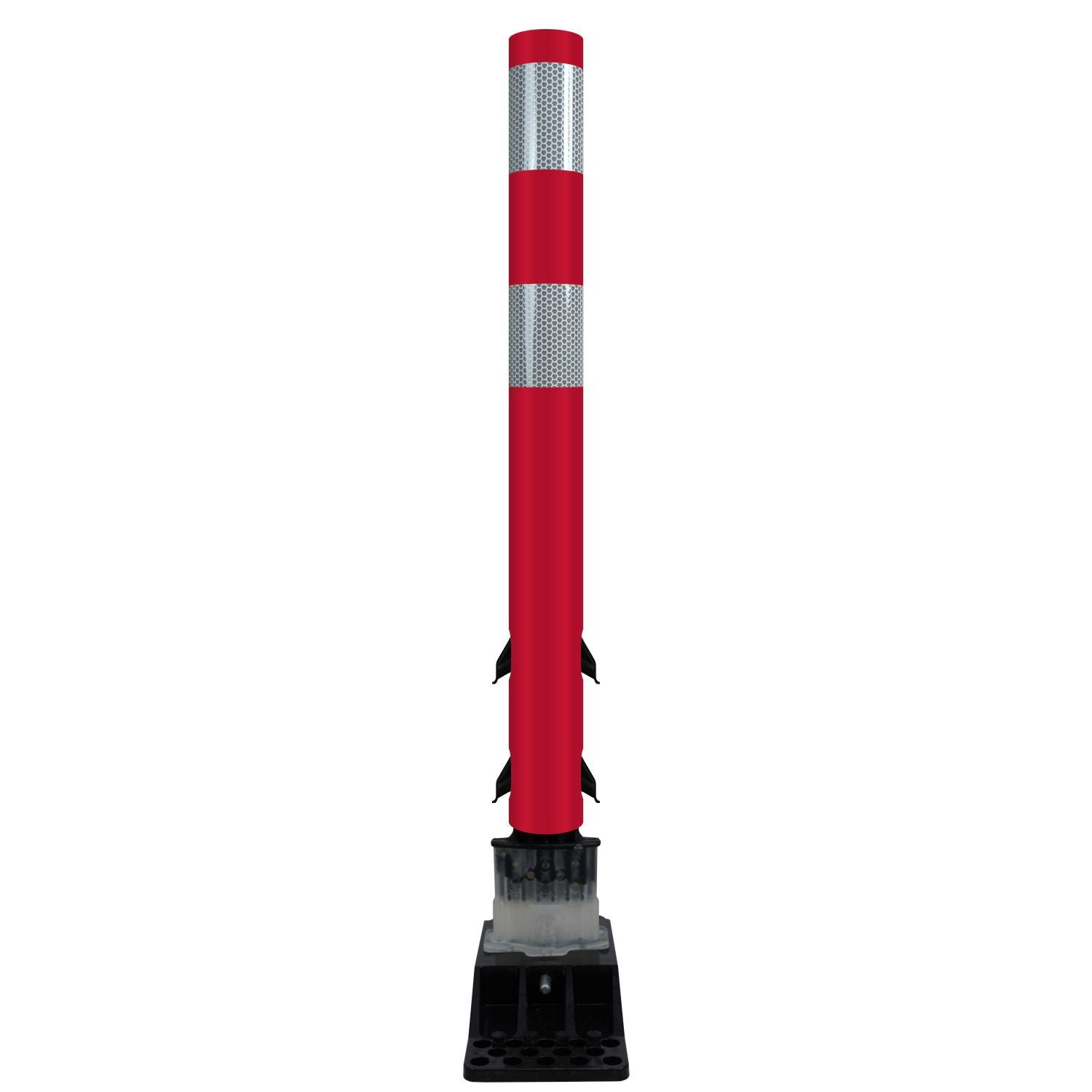 FlexStake Center Line Surface Mount Base Traffic Delineator - Red Tubular Post with Reflective Options - Crowd Control Warehouse