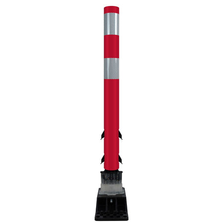 FlexStake Center Line Surface Mount Base Traffic Delineator - Red Tubular Post with Reflective Options - Crowd Control Warehouse