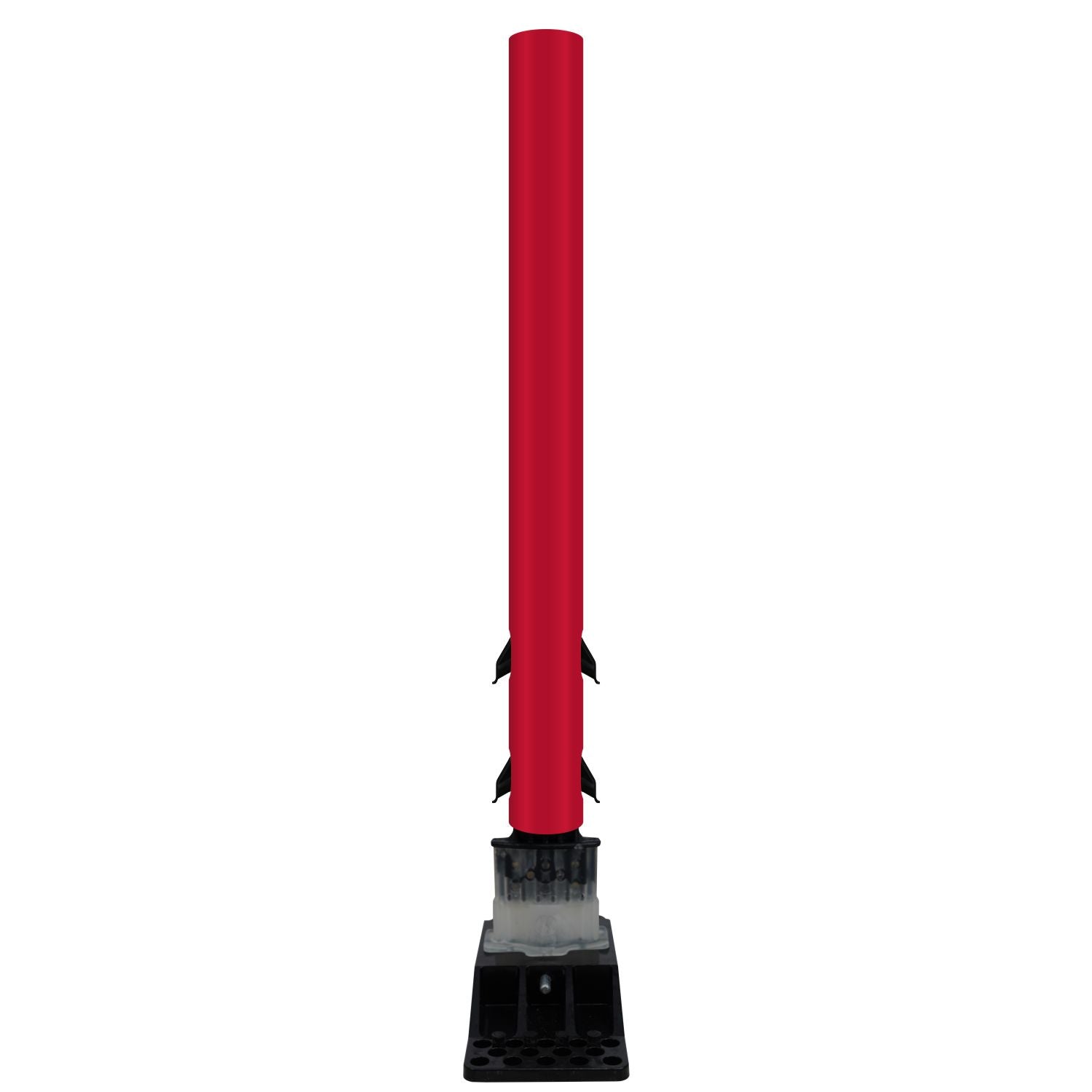 FlexStake Center Line Surface Mount Base Traffic Delineator - Red Tubular Post with Reflective Options - Crowd Control Warehouse