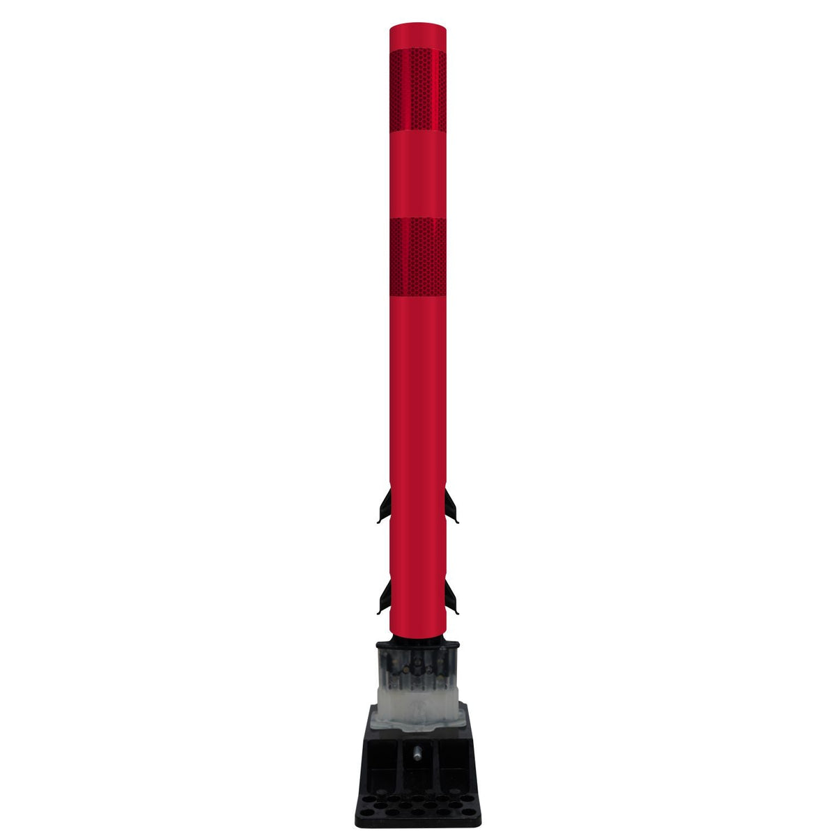 FlexStake Center Line Surface Mount Base Traffic Delineator - Red Tubular Post with Reflective Options - Crowd Control Warehouse