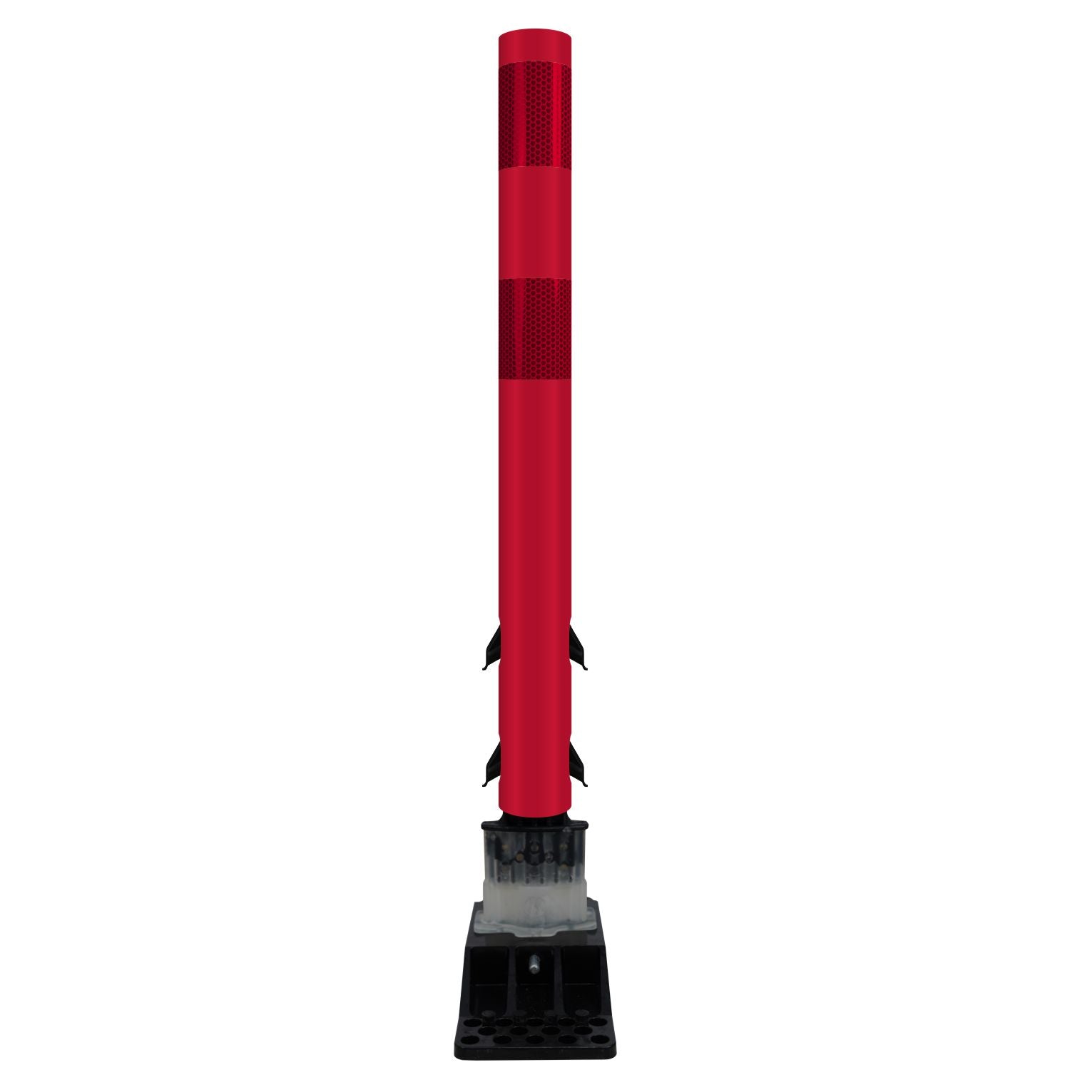 FlexStake Center Line Surface Mount Base Traffic Delineator - Red Tubular Post with Reflective Options - Crowd Control Warehouse