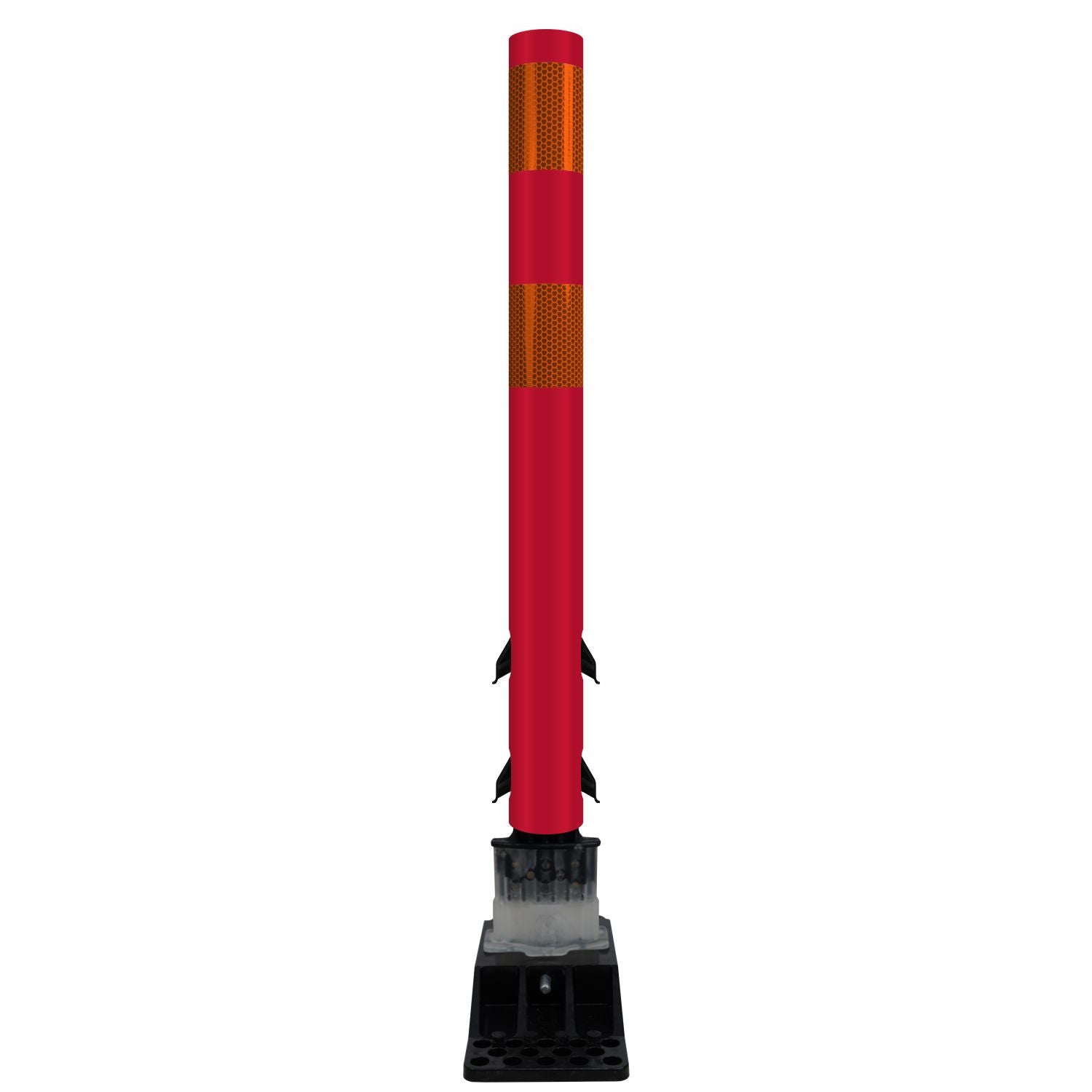 FlexStake Center Line Surface Mount Base Traffic Delineator - Red Tubular Post with Reflective Options - Crowd Control Warehouse