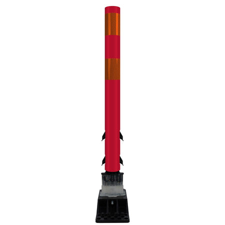 FlexStake Center Line Surface Mount Base Traffic Delineator - Red Tubular Post with Reflective Options - Crowd Control Warehouse