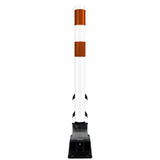 FlexStake Center Line Surface Mount Base Traffic Delineator - White Tubular Post with Reflective Options - Crowd Control Warehouse