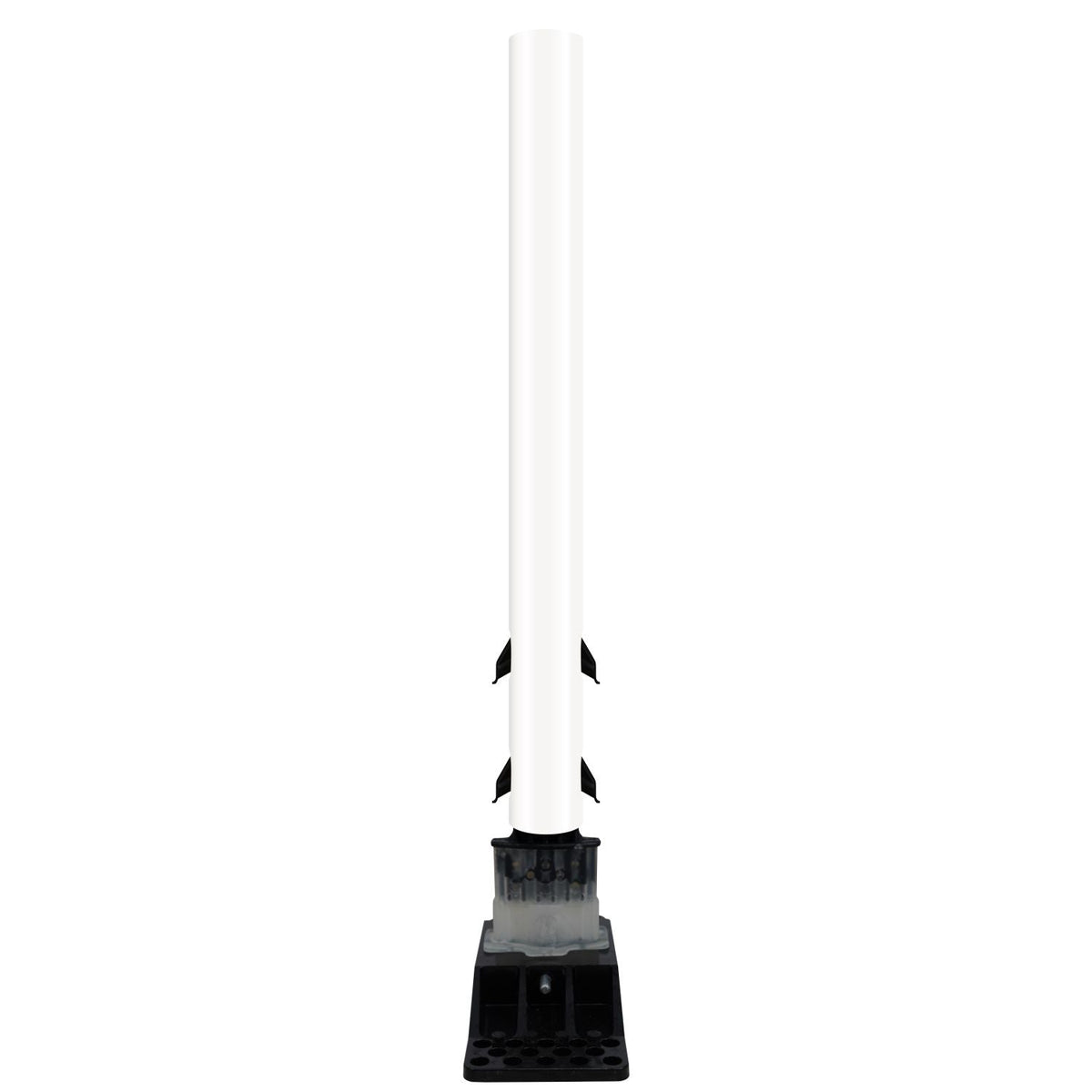 FlexStake Center Line Surface Mount Base Traffic Delineator - White Tubular Post with Reflective Options - Crowd Control Warehouse