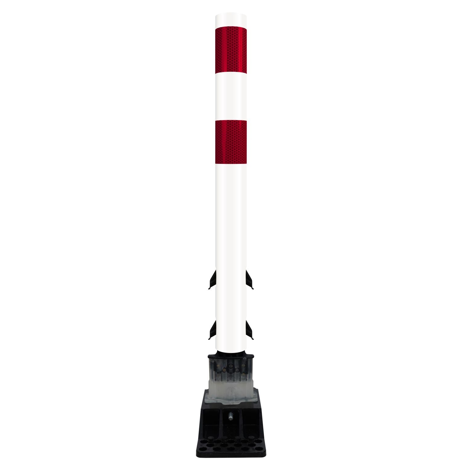 FlexStake Center Line Surface Mount Base Traffic Delineator - White Tubular Post with Reflective Options - Crowd Control Warehouse