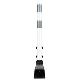 FlexStake Center Line Surface Mount Base Traffic Delineator - White Tubular Post with Reflective Options - Crowd Control Warehouse