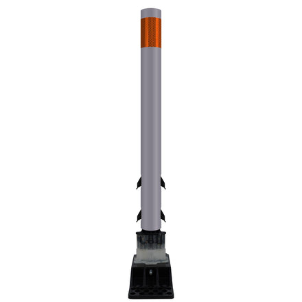 FlexStake Center Line Surface Mount Base Traffic Delineator - Gray Tubular Post with Reflective Options