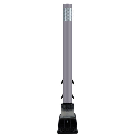 FlexStake Center Line Surface Mount Base Traffic Delineator - Gray Tubular Post with Reflective Options