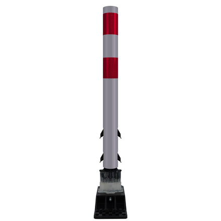 FlexStake Center Line Surface Mount Base Traffic Delineator - Gray Tubular Post with Reflective Options
