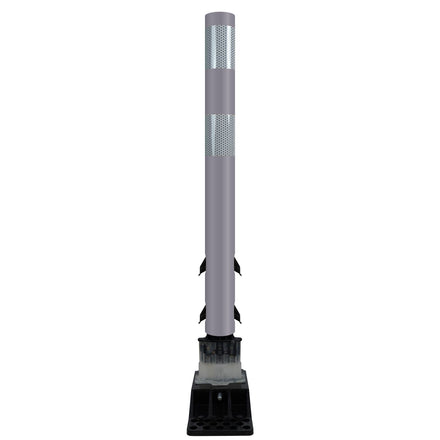 FlexStake Center Line Surface Mount Base Traffic Delineator - Gray Tubular Post with Reflective Options