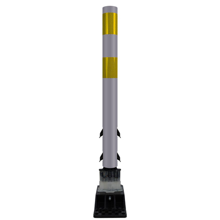 FlexStake Center Line Surface Mount Base Traffic Delineator - Gray Tubular Post with Reflective Options