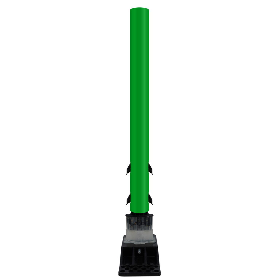 FlexStake Center Line Surface Mount Base Traffic Delineator - Green Tubular Post with Reflective Options