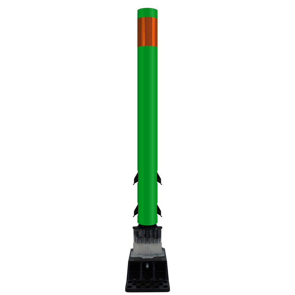 FlexStake Center Line Surface Mount Base Traffic Delineator - Green Tubular Post with Reflective Options