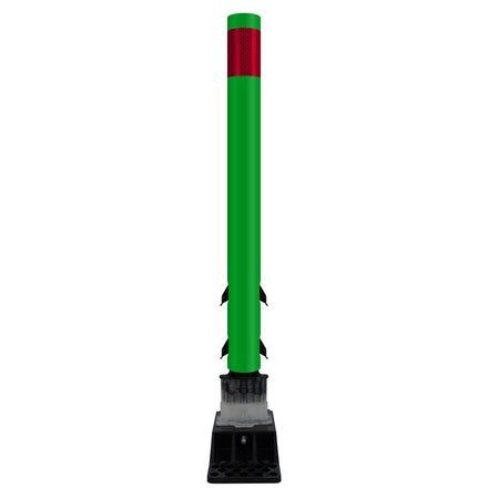FlexStake Center Line Surface Mount Base Traffic Delineator - Green Tubular Post with Reflective Options