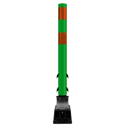 FlexStake Center Line Surface Mount Base Traffic Delineator - Green Tubular Post with Reflective Options